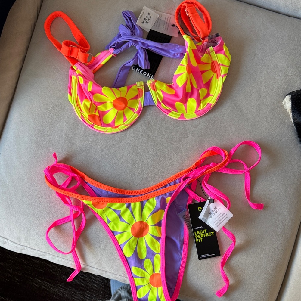 Neon Floral Bikini Set